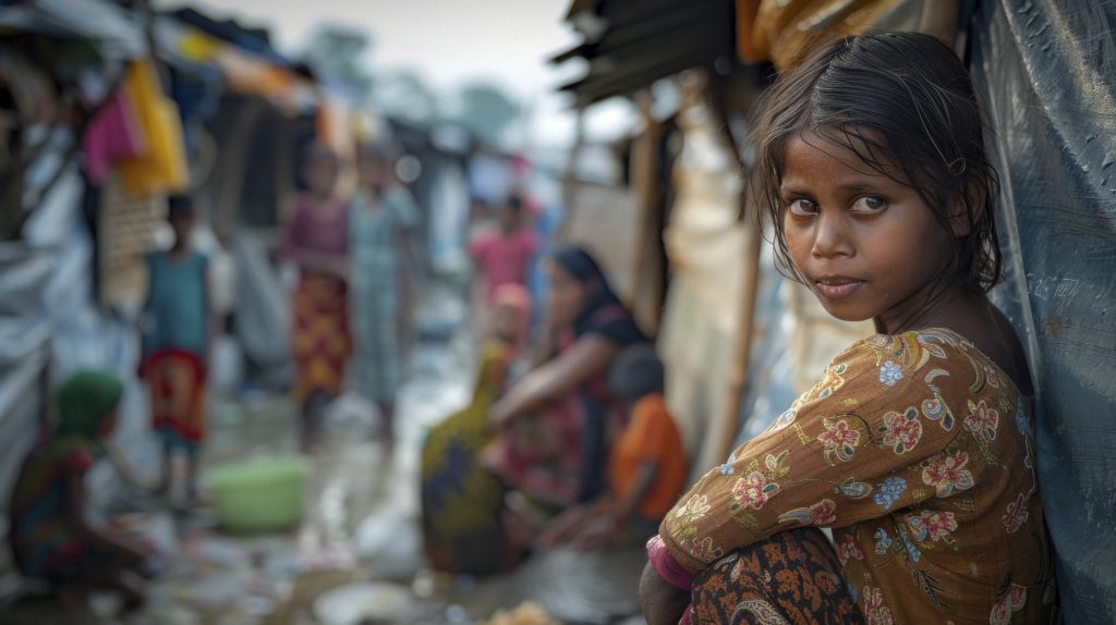 Image of young Indian girl in refugee camp.